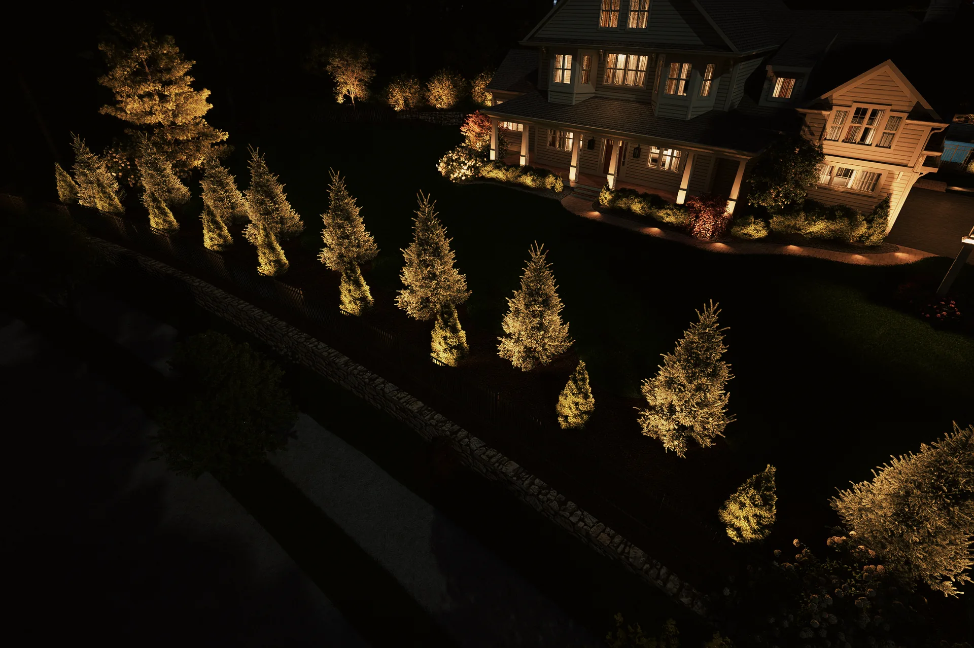 Front yard at night